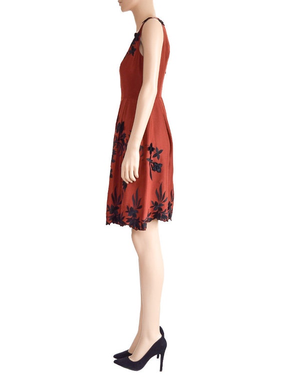 Yoana Baraschi, Terracotta Silk Floral Dress, Vin… - image 3