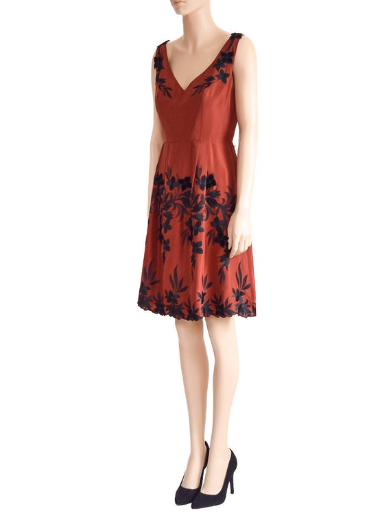 Yoana Baraschi, Terracotta Silk Floral Dress, Vin… - image 9