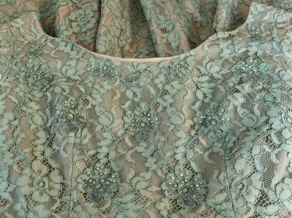 Norman Original Green Lace Floral Dress, Vintage … - image 6