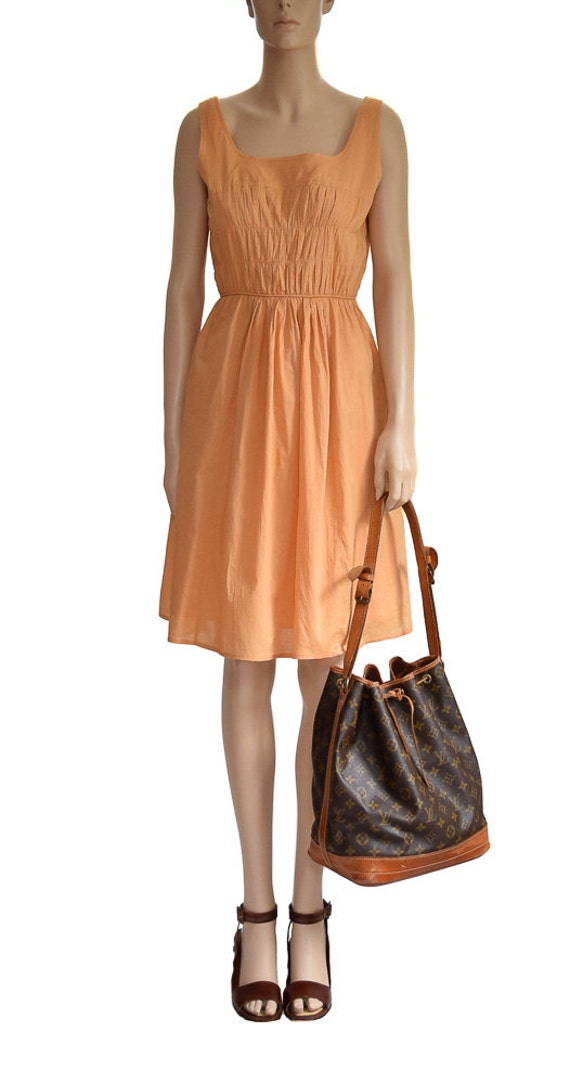 Vintage 1990s Dress 90s Mossino Ruched Orange Cott