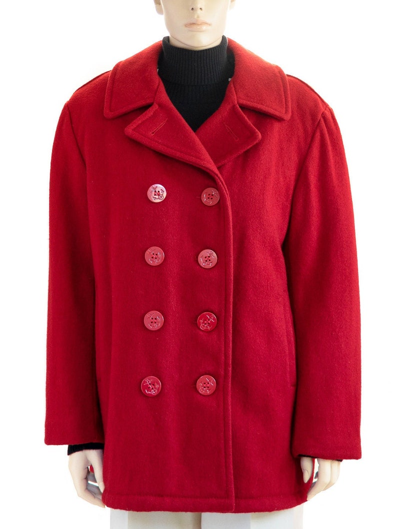 Vintage 1990s Coats 90s Schott NYC US 740 N Red Wool Pea Coat | Etsy