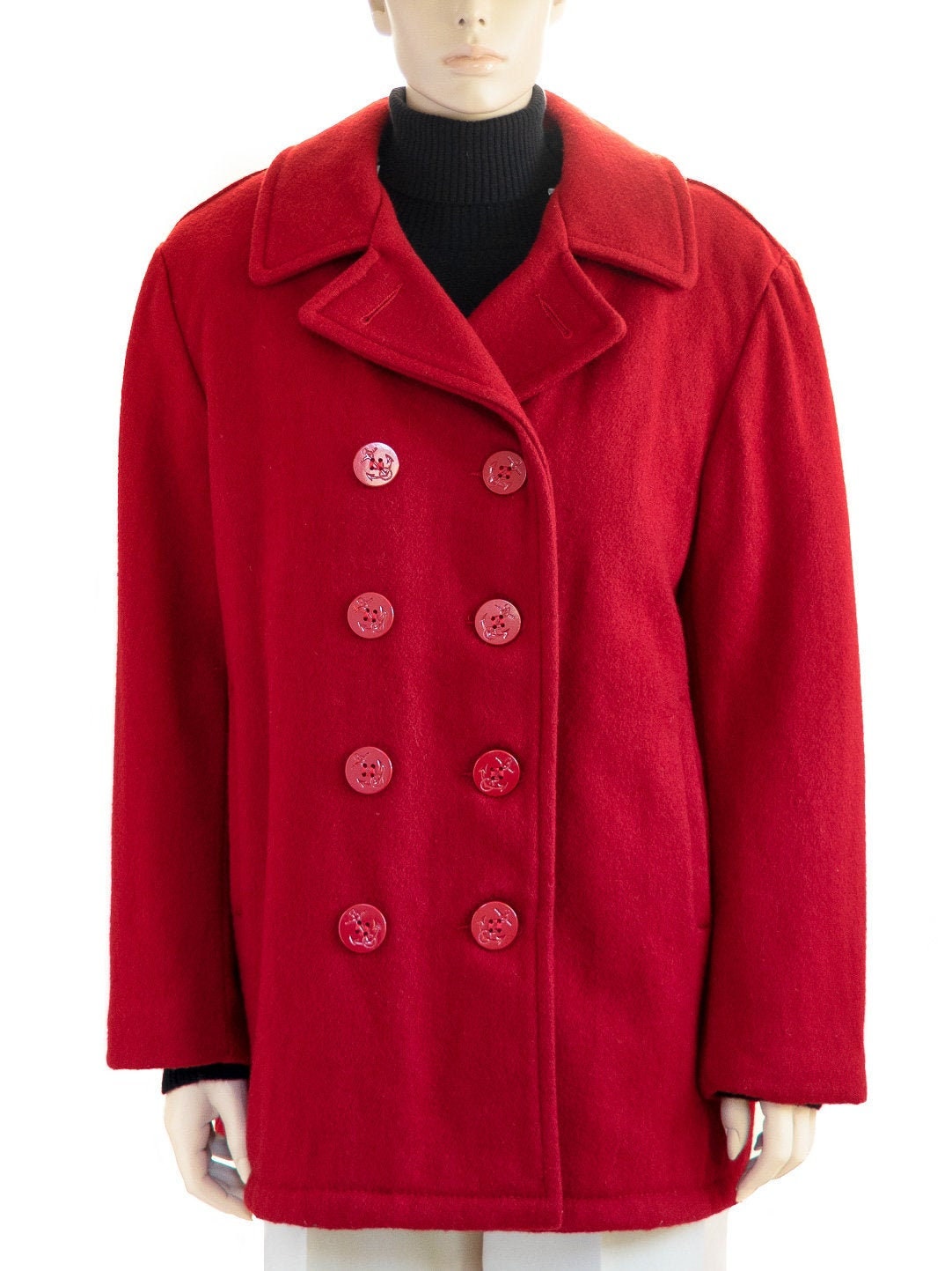 Schott NYC US 740 N Red Wool Peacoat, Vintage 90s, Size 14