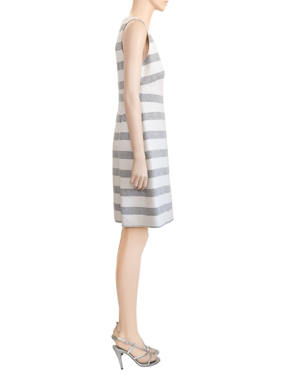 J. Crew, Gray White Striped Linen Dress, Vintage … - image 4