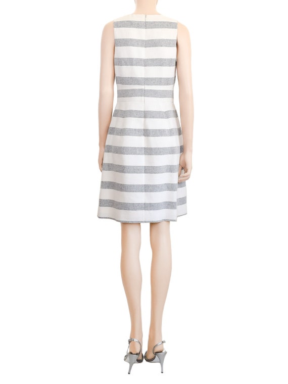 J. Crew, Gray White Striped Linen Dress, Vintage … - image 2