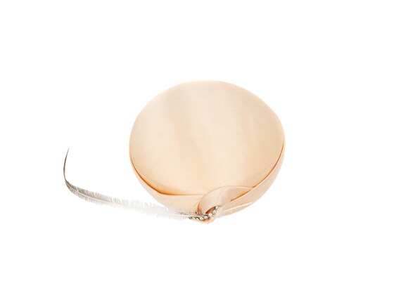 Light Peach Satin Juliette Hat, Vintage 50s, Small - image 6