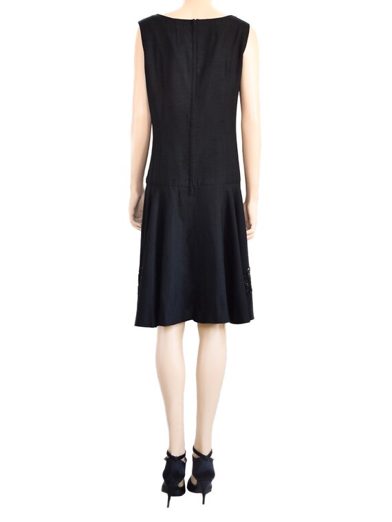Black Beaded Shantung Silk Dress, Vintage 60s, Si… - image 3