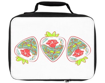Strawberry Lunchbag,Lunch Bag For Women-Bento Insulated Lunch Tote,Floral Lunch Bag,Kids Lunch Box,Tote For Lunch,Artists Bag