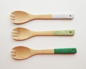 SALE: Green Hand-Glittered Wooden Spork