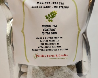 Moringa Oleifera Malunggay Leaf Tea Bags 100% Pure Moringa - All Natural! - Made Fresh On Demand!