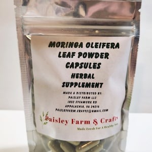 Moringa Oleifera Leaf Powder Capsules Non GMO - ALL NATURAL! - Made Fresh On Demand!