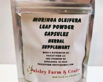Moringa Oleifera Leaf Powder Capsules Non GMO - ALL NATURAL! - Made Fresh On Demand!