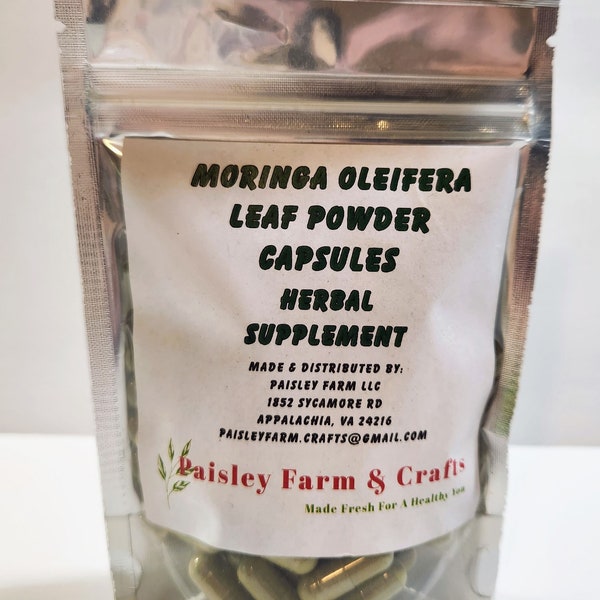 Moringa Oleifera Leaf Powder Capsules Non GMO - ALL NATURAL! - Made Fresh On Demand!