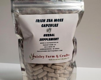Irish Sea Moss Powder Capsules 300 Pack - Made Fresh On Demand!
