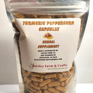 Ground Turmeric Root Powder with Ground Peppercorn Capsules - Non GMO