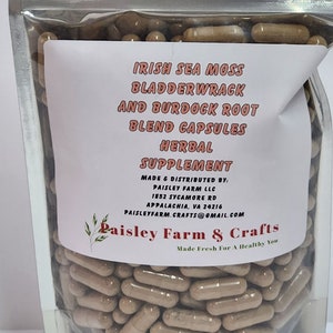Irish Sea Moss Bladderwrack Burdock Root Blend Capsules - 300 Count