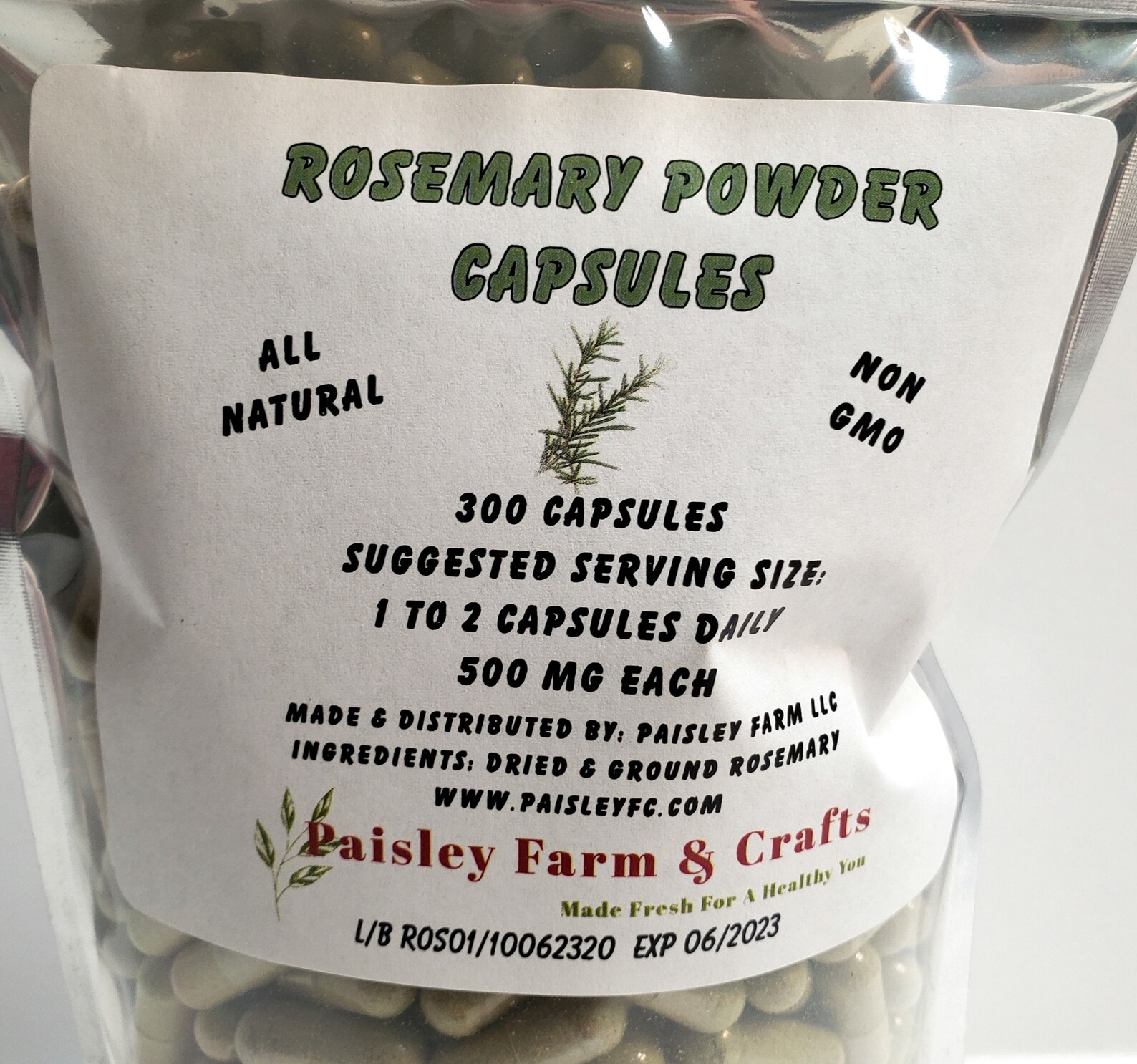 Rosemary Capsules 300 Pk Made Fresh on Demand Etsy