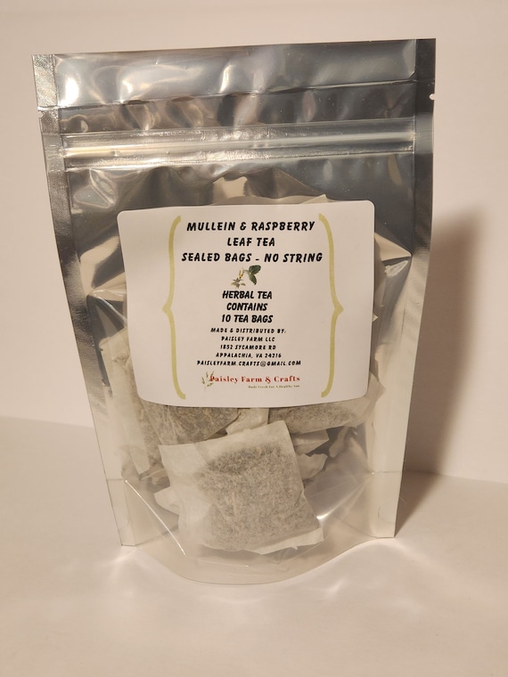 Mullein and Raspberry Leaf Tea Bags - All Natural Wildcrafted