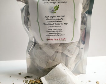 Moringa Leaf Tea Bags - Many All Natural Flavors! - Made Fresh On Demand!