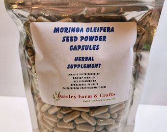 Moringa Seed Powder Capsules - Non GMO - Made Fresh on Demand!