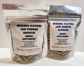 Moringa Leaf Powder Capsules & Moringa Seed Powder Capsules - Value Packs!