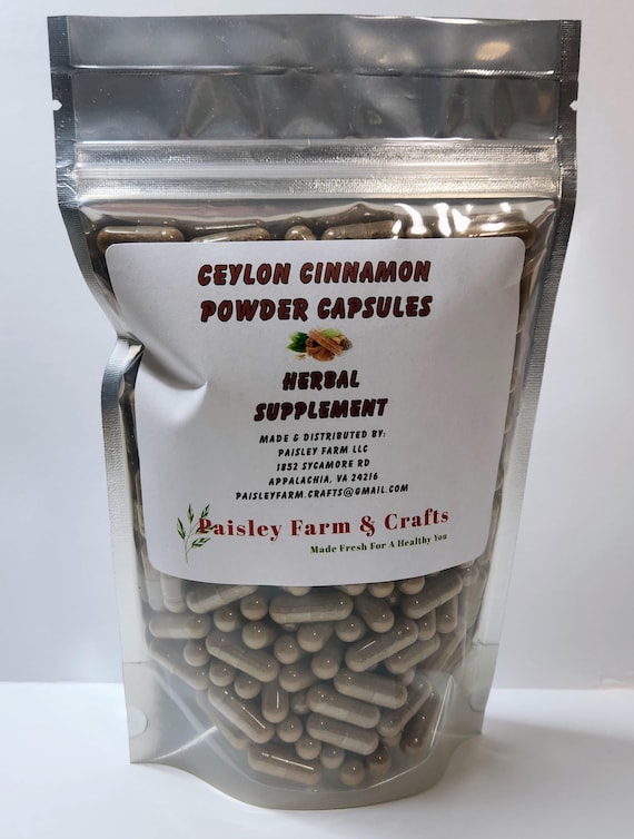 Ceylon Cinnamon Capsules 300 Ct - Made Fresh On Demand!