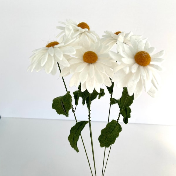 April Felt Flower Stem: Daisy , Faux Flower, Artificial Flower, Hypo-allergenic, Gift, April Birthday Flower, Hypoallergenic, Eco-Friendly