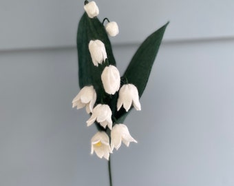 Felt Lily of the Valley Stem: Handmade Faux Spring Flower