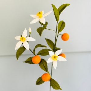 Felt Orange Stem: Handmade Wool Blend Citrus Floral Arrangement