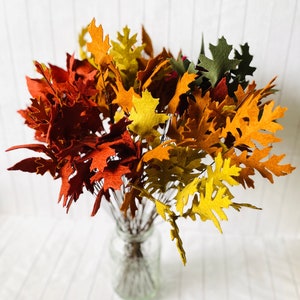Felt Fall Leaf Stems: Autumn Bouquet Filler, Vase Decor