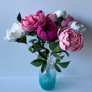 Felt Peony, Pink Peony, White Peony, Faux Peony, Bridal Bouquet, Birthday Flowers, Mother&#39;s Day, Eco-friendly Flower, Artificial Peonies