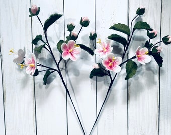 Handmade Felt Apple Blossom Stem: Michigan State Flower, Faux Floral
