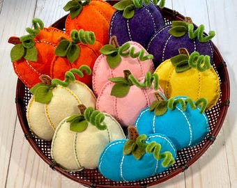 Felt Pumpkins, Handsewn For your Fall Decor, Wreath, Mantel Display or Tiered Tray Accessory