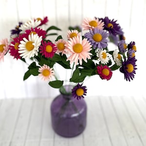 September Birth Month Felt Flowers:  Aster, Bouquet, Faux Flowers, ONE Stem, Hypo-allergenic, Eco-Friendly, Purple Flowers, Birthday, Pink