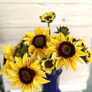 Felt Sunflower, Felt Flower Stem, Faux Sunflower