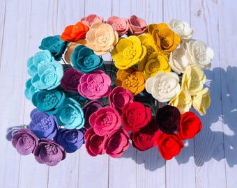 Bundle of 3 Felt Mini Roses, Bud-vase flowers