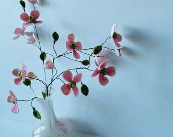 Felt Pink Dogwood Stem/ Sprig, Faux Pink Dogwood , Virginia State Flower