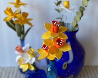 Daffodill Bouquet, Felt Flower Bouquet, Felt Daffodils, Faux Daffodils, Spring Flowers, Mini Bouquet, Welcome Spring, Spring Flowers