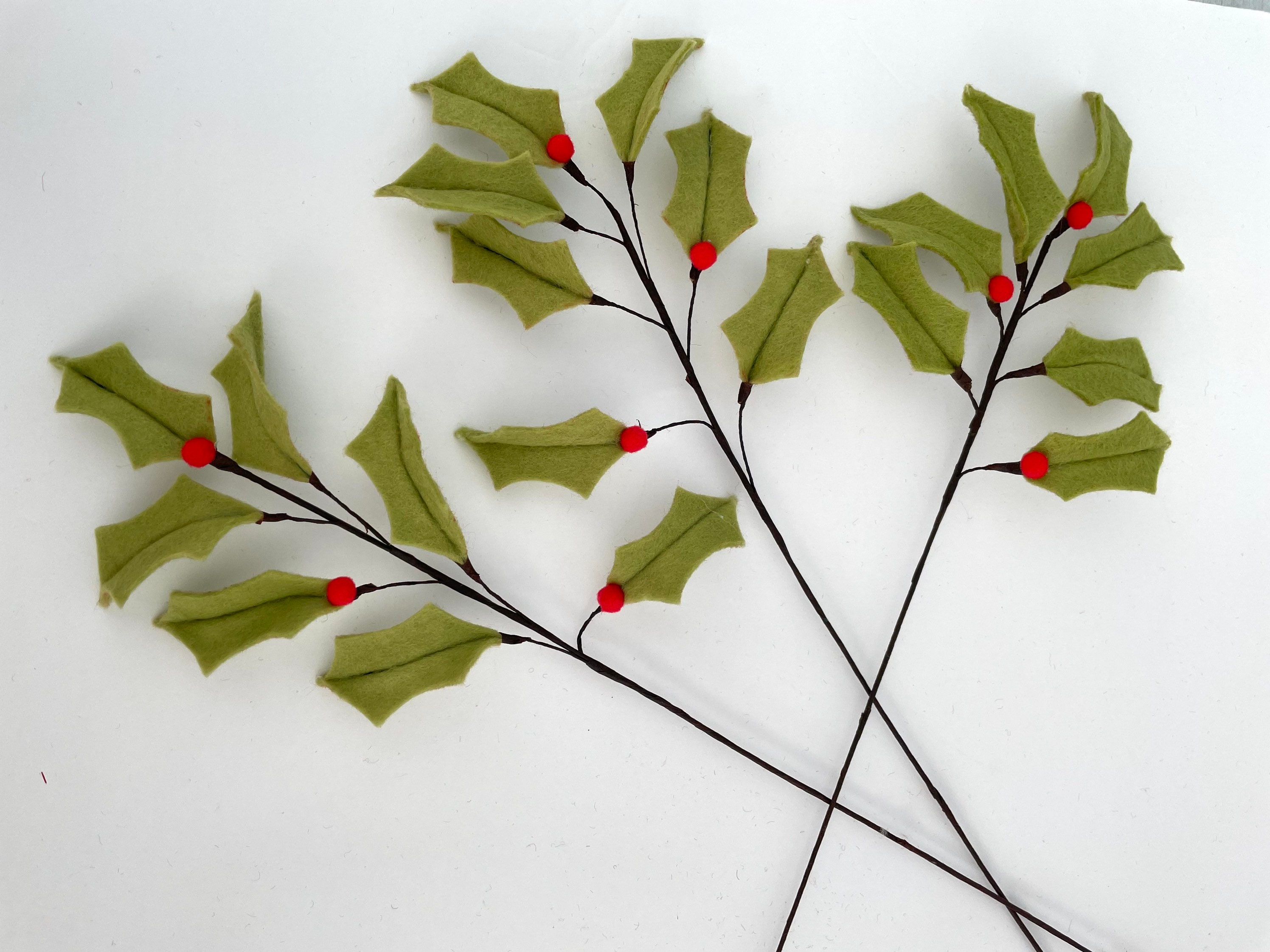 Holly Berry Stems Double-ended Red Berries on Wire Stems, 36 Pcs