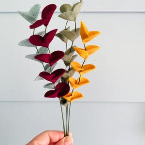Felt Eucalyptus Leaves: Fall Color Bouquet, Set of 5