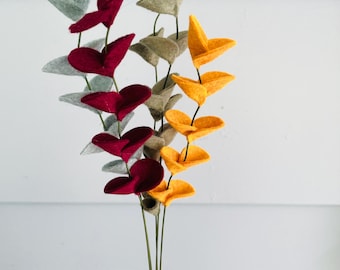 Felt Eucalyptus Leaves: Fall Color Bouquet, Set of 5