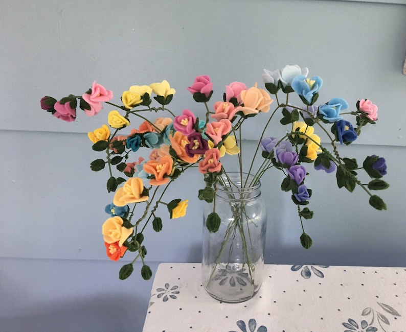 Felt Flower Stem: Freesia for your Bouquet, Flower Arrangement, Faux Flower, Long Lasting Flowers that will Never Die