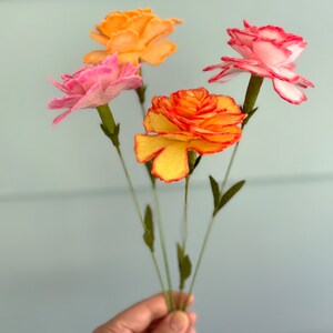 January Birth Flower: Carnation, Carnation Felt Flower Stem, Faux