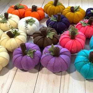 Felt Pumpkins Handmade Handcut Handsewn For Autumn or Fall Decor, Wreath, Mantel Display, Tiered Tray Accessory, Bowl Filler