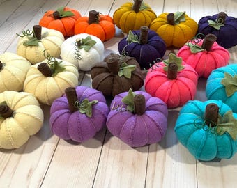 Handmade Felt Pumpkins, Autumn Tiered Tray Decor