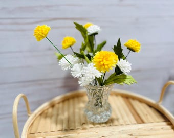 Mini Felt Dandelion Stem, Floral Table Decor, Gift Accessory