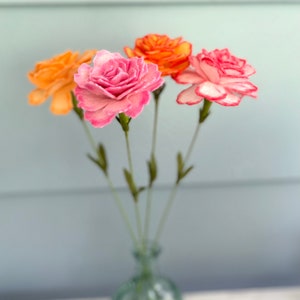 January Birth Flower: Carnation, Carnation Felt Flower Stem, Faux