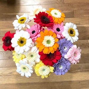Felt Flower Stem:  Gerbera DAISIES, Felt Daisy, Faux Gerbera Daisy, Eco-friendly, Build your Bouquet, Mother’s Day, Bridal Bouquet