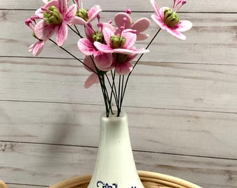 Felt Virginia Spring Beauty Flower: Hand-Painted Pink Faux Floral