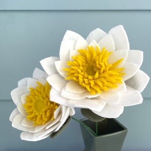 July Birth Month Flower: Felt Water Lily, Felt Flower Stem, Faux Water Lily, Flower for Vase, Hypoallergenic, Eco-friendly Flower,