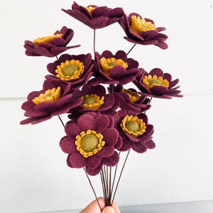 Felt Flower : Wildflower, Fall Color Flower, Purple Pink Felt Flower, Faux Flower